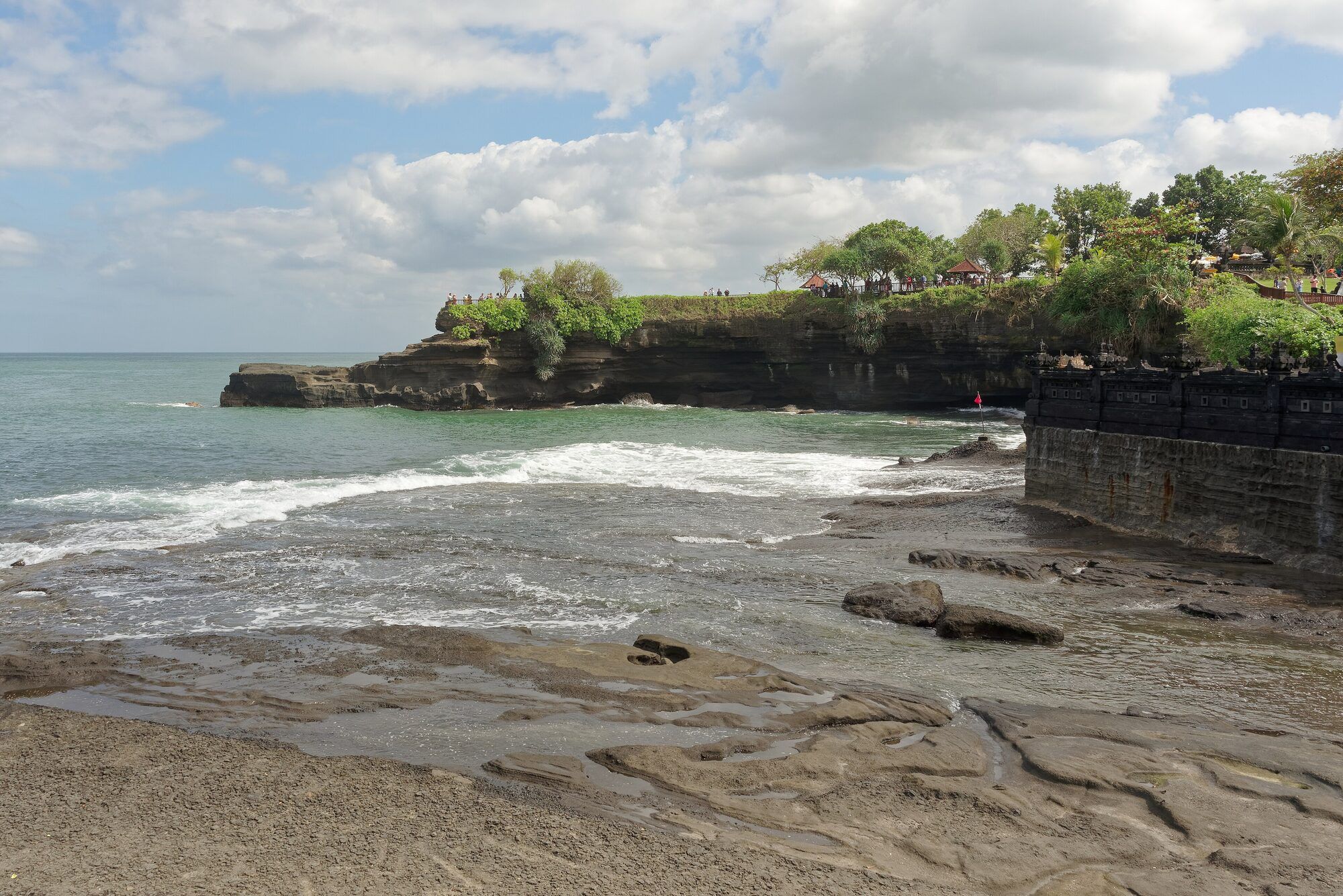 The rocky coast at Tanah Lot, a short drive from the South Bali towns